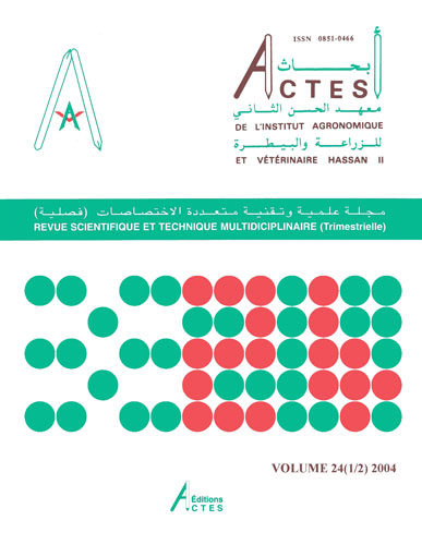 					Afficher Vol. 24 No. 1 (2004): Actes de l'IAV Hassan II
				